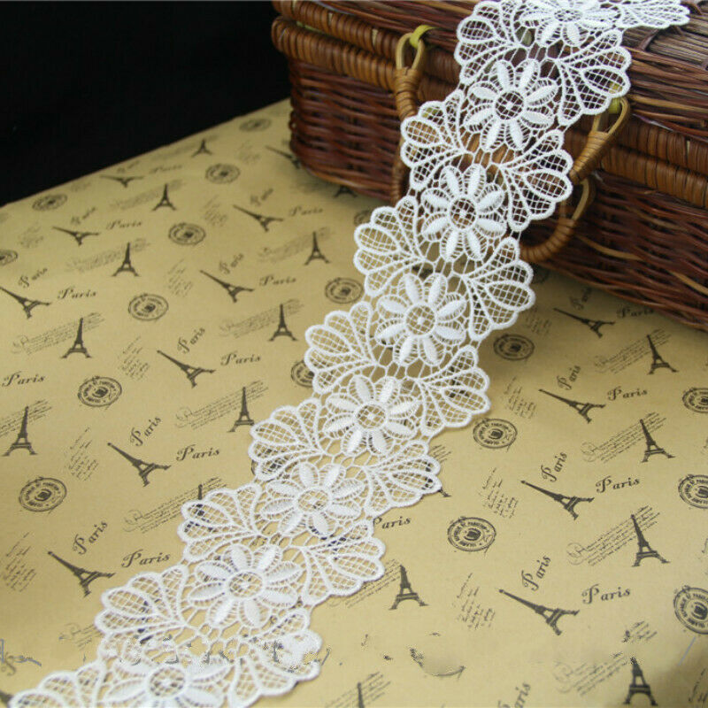 1 Yard Hollow out Water-soluble Lace Edge Embroidered Fabrics Sewing Craft White