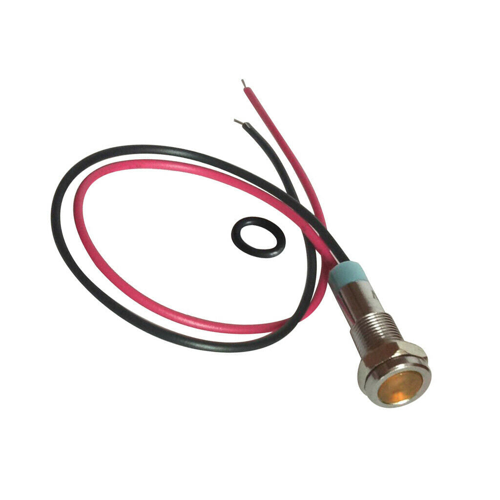24V 6mm Signal Power Supply LED Metal Indicator Light Lamp Pre-Wired Yellow