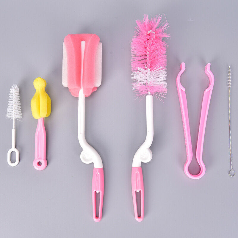 7Pcs Baby Bottle Sponge Brush Cup Glass Washing Cleaning Kitchen Cleaner To TL