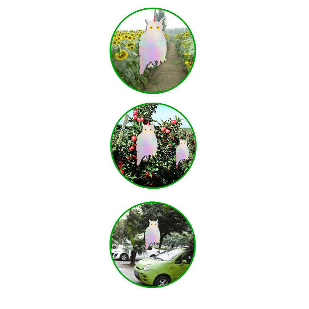4 Pair Reflective Flying Owl Decoy & Bird Repellent Scarecrow Bird Deterrent