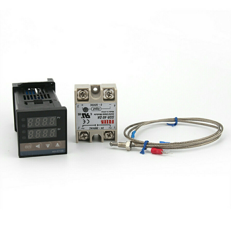 REX-C100 100-240V Digital PID Temperature Controller+40A SSR+ K Thermocouple