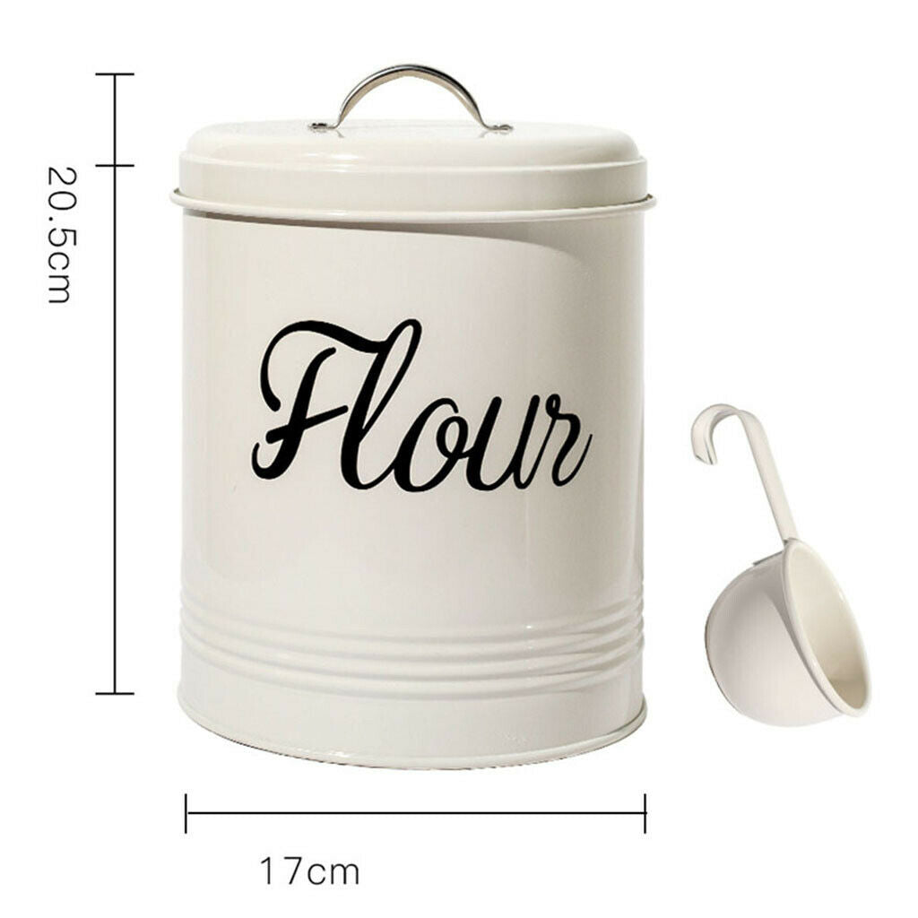 Metal Kitchen Food Flour Storage Tin Jar 5L Canister Box 17x20.5cm