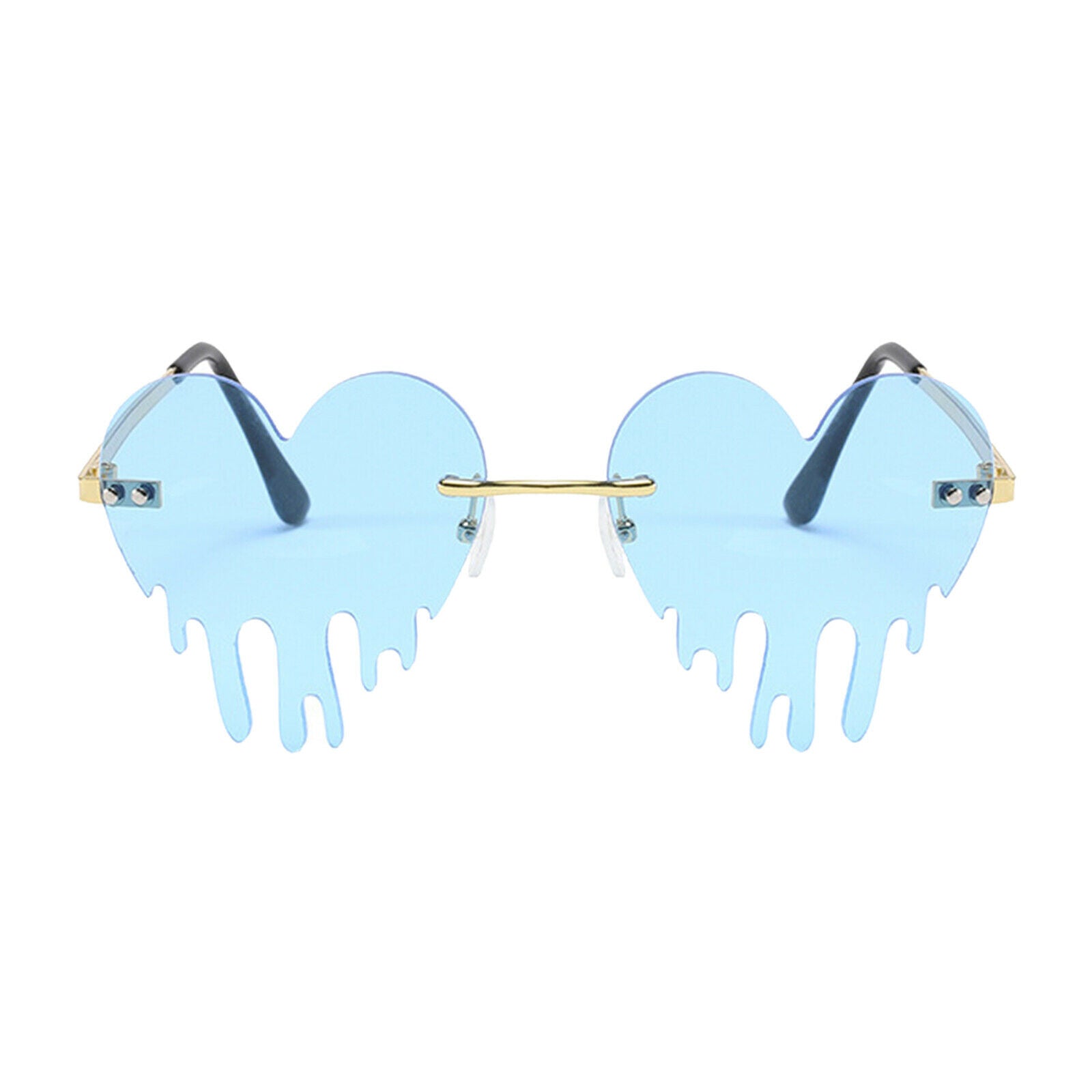 2x Dripping Heart Sun Glasses for Women Party Shades Eye Glasses Frameless