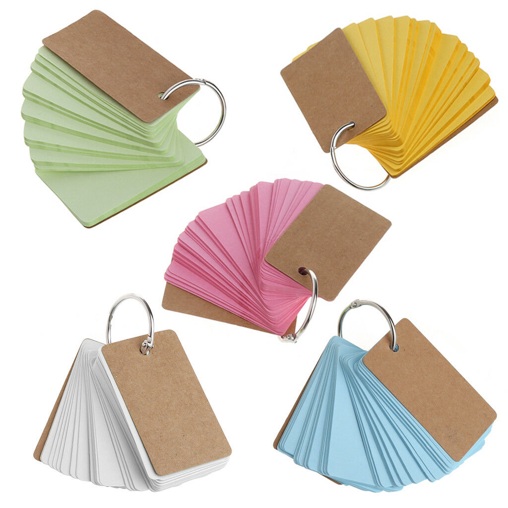 Kraft Paper Binder Ring Easy Flip Flash Cards Study Memo Pads DIY Stationery
