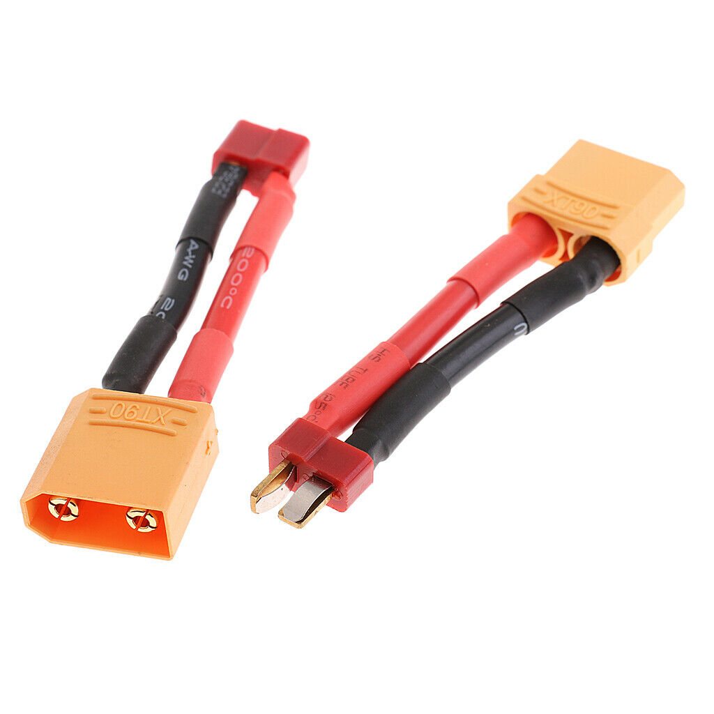 Pair of RC XT90 to T Male to Female Lipo Battery Adapter Charger