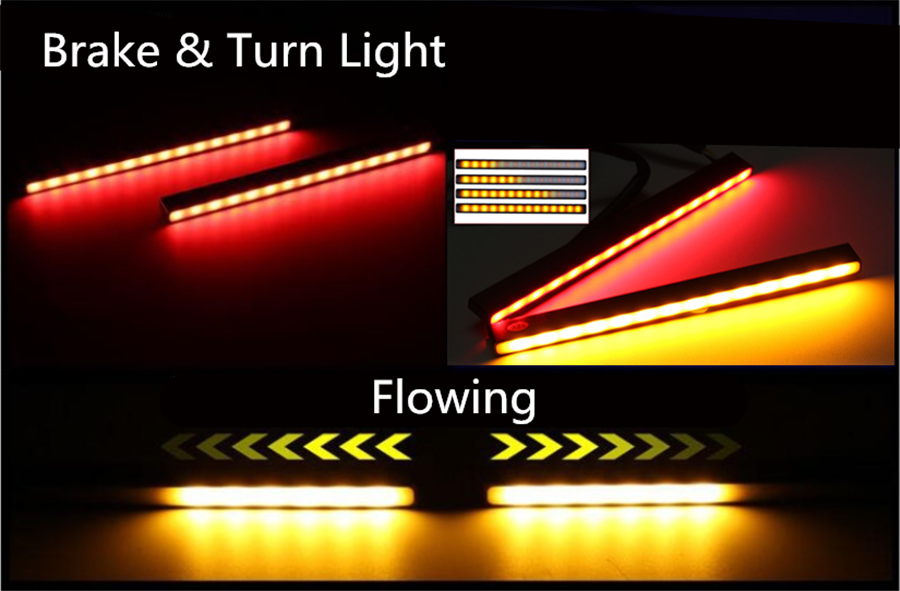 2x Red/Amber 29 LED Aluminium Car Brake Stop Light DRL+ Flowing Turn Signal Lamp