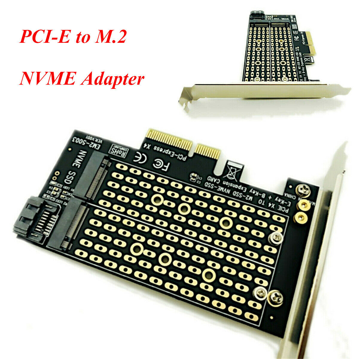 1 × PCI-E To M.2 NVME Adapter For PCI-E X4 X8 X16 Slot With Low Profile Bracket