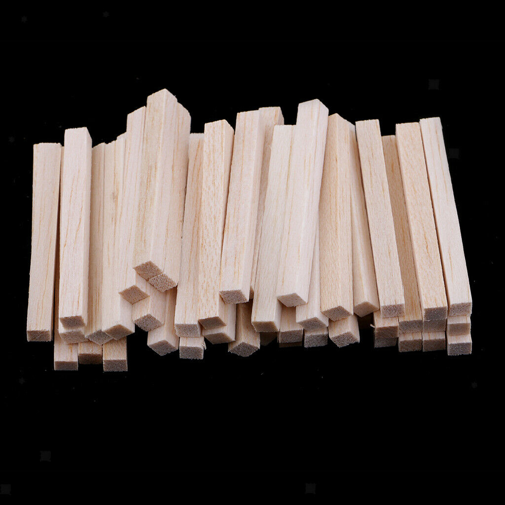 100 Lot Unpainted Balsa Sticks Wooden Dowel Rod Modelling Hobbies Art Crafts