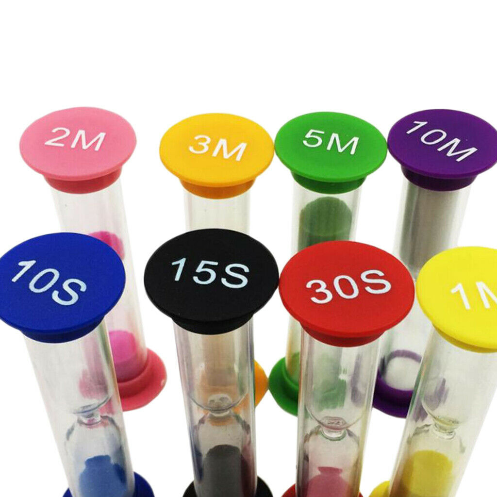 8 Pack Sand Glass Clock Tea Timer 10/ 15/ 30 Seconds & 1/ 2/ 3/ 5/ 10 Minutes