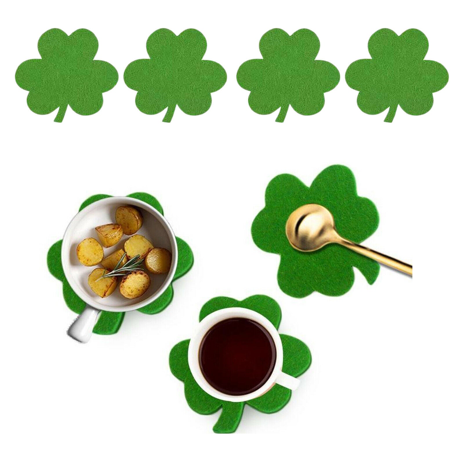 4 Pack St. Patrick's Day Coaster Pads Anti-slip Flower Home Decorations
