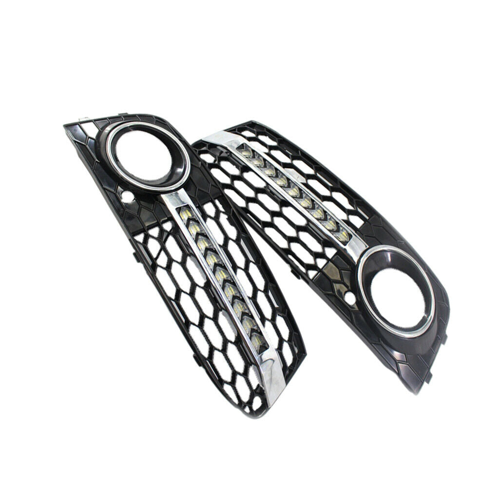 Car Front Bumper Fog Light Lamp Grill Grille Cover for Audi A4 B8 09-11