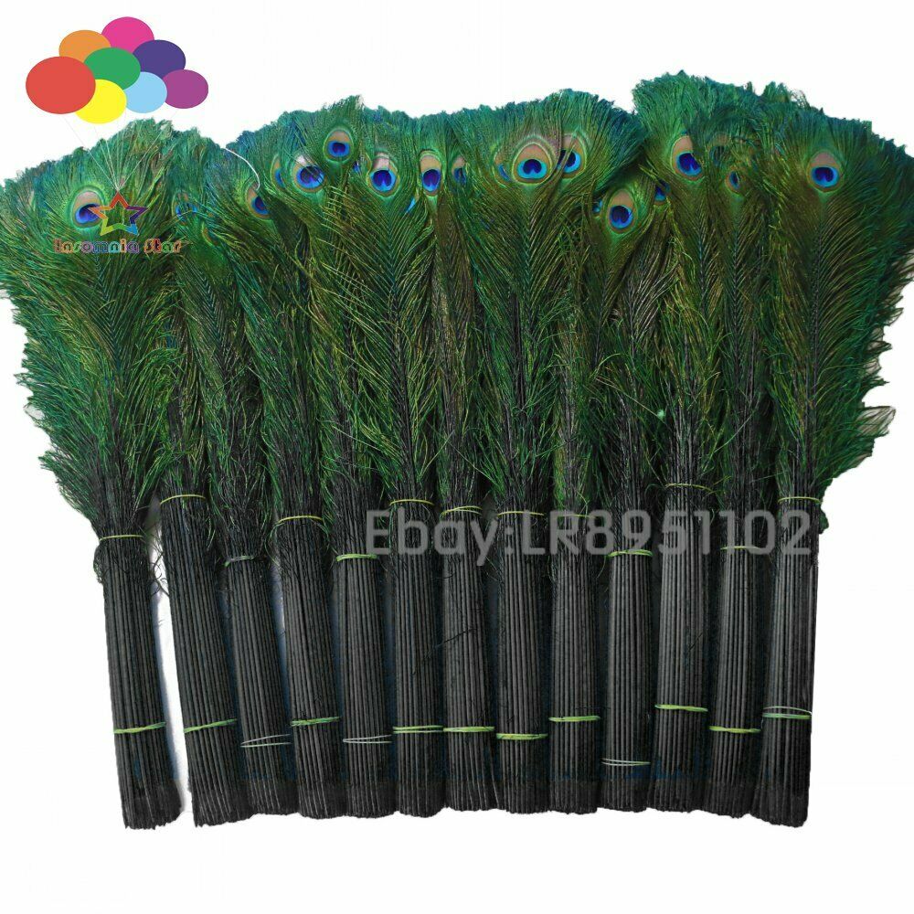 100 pcs quality black peacock feathers 70-80cm DIY wedding living room decorated
