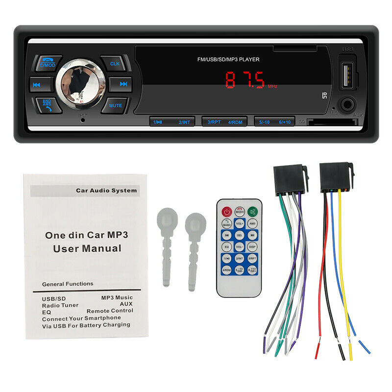 12V 1 Din Universal Car Bluetooth MP3 Player Supports TF Card U Disk FM Radio