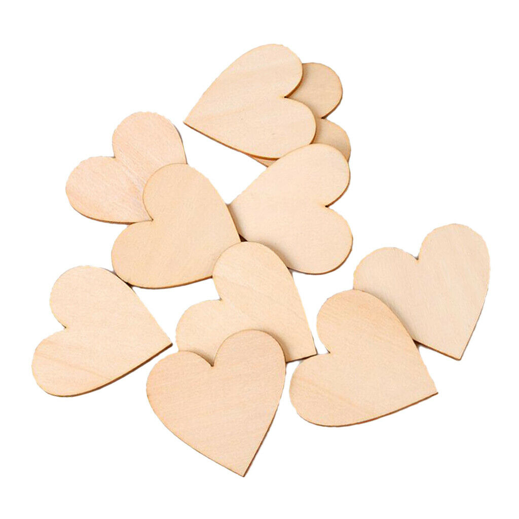 20 Pieces Natural Cutouts Wood Heart Shapes DIY Craft Wooden Embellishments