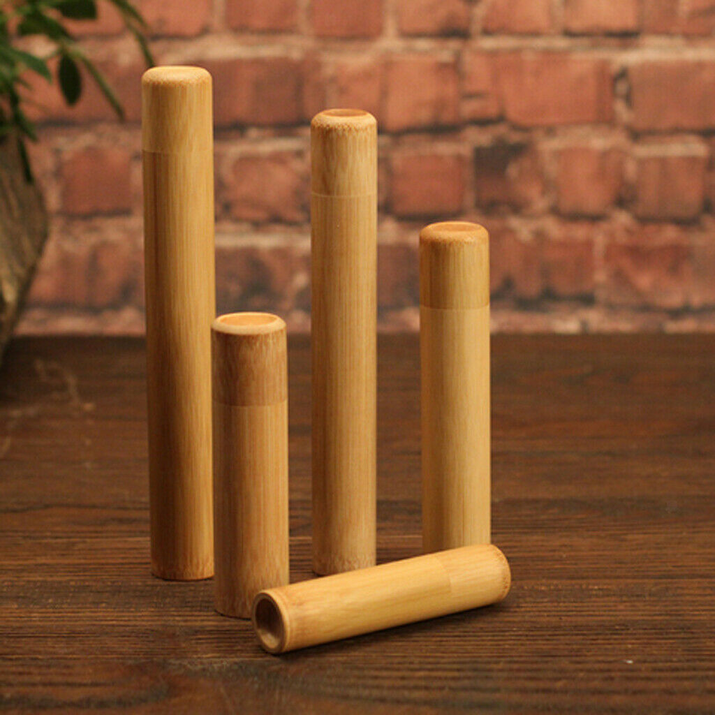 2x Bamboo Mini Tea Canister Tea Box Tube Jar Portable Travel Tea Canisters Cover