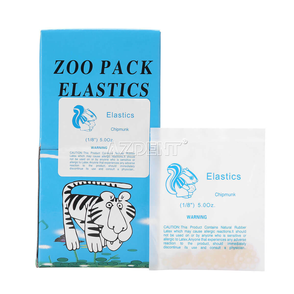 10Packs Dental Orthodontic Elastic Rubber Bands Zoo Pack 5.0 OZ 1/8 chipmunk