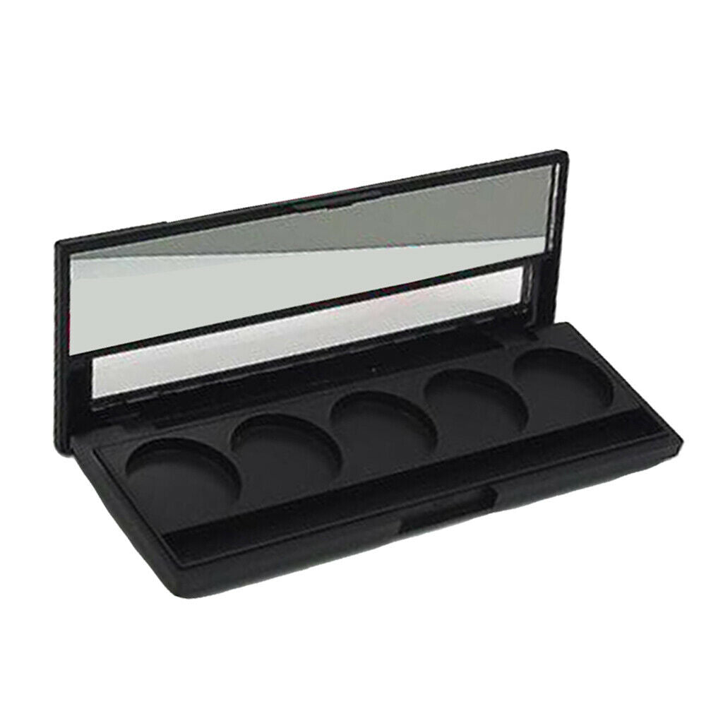 2 Pieces 5 Slots Blusher Eyeshadow Concealer Bronzer Powder Palette with Mirror