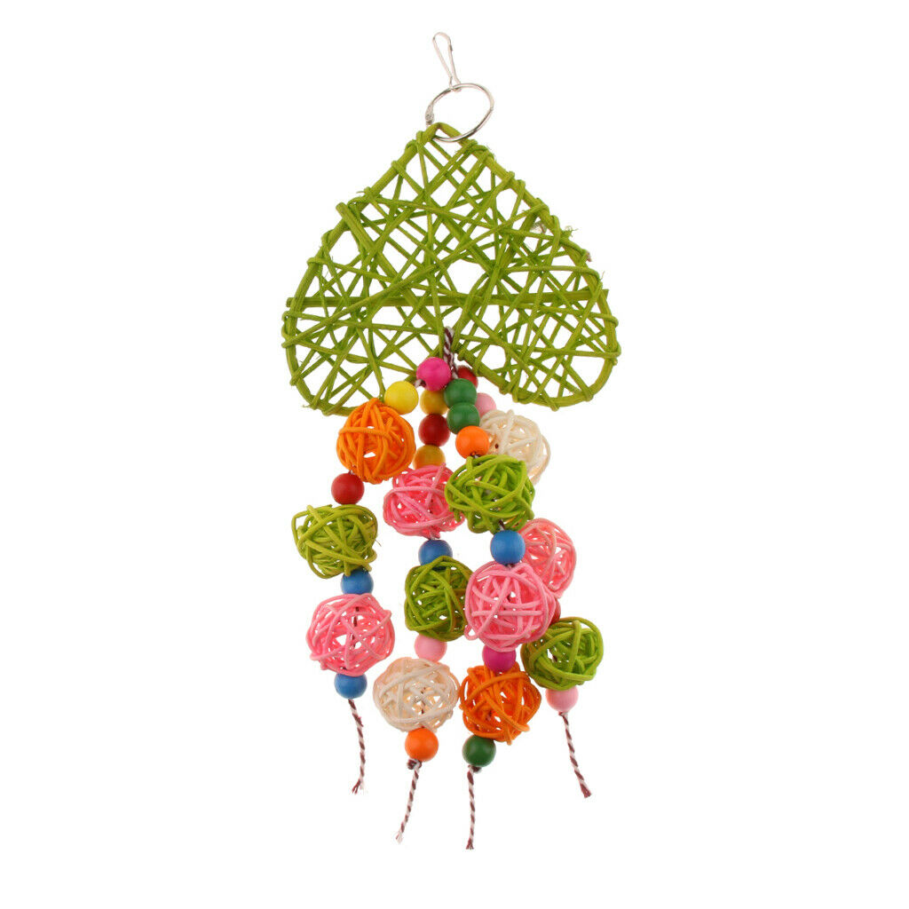 Natural Colorful Rattan Ball String Bird Chewing Knots Toys For Small Medium