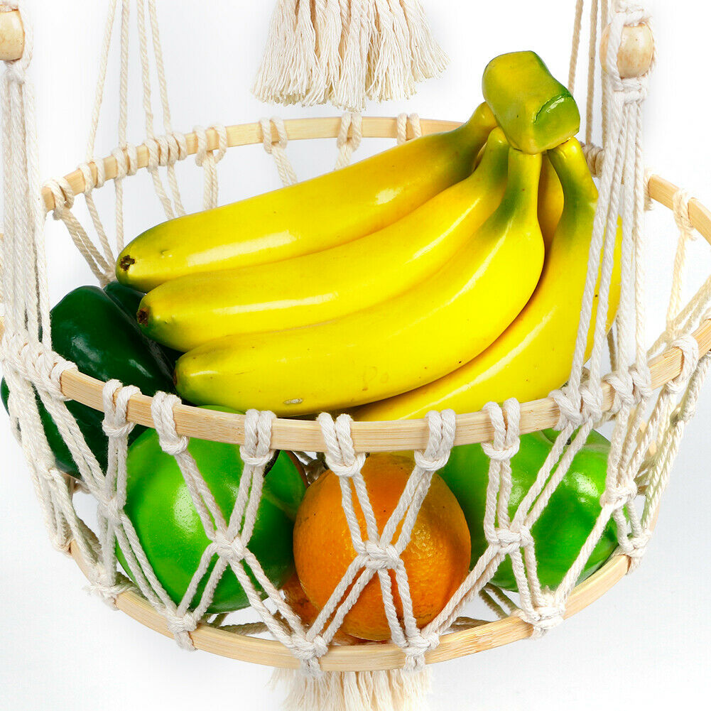 Hanging Fruit Basket Macrame 3 Tier Fruit Food Organizer Decoration Plant Holer