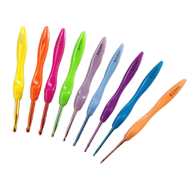 2.0-6.0mm 9Pcs Aluminum Hook Crochet hooks Template Kit TPR Knitting Need.l8