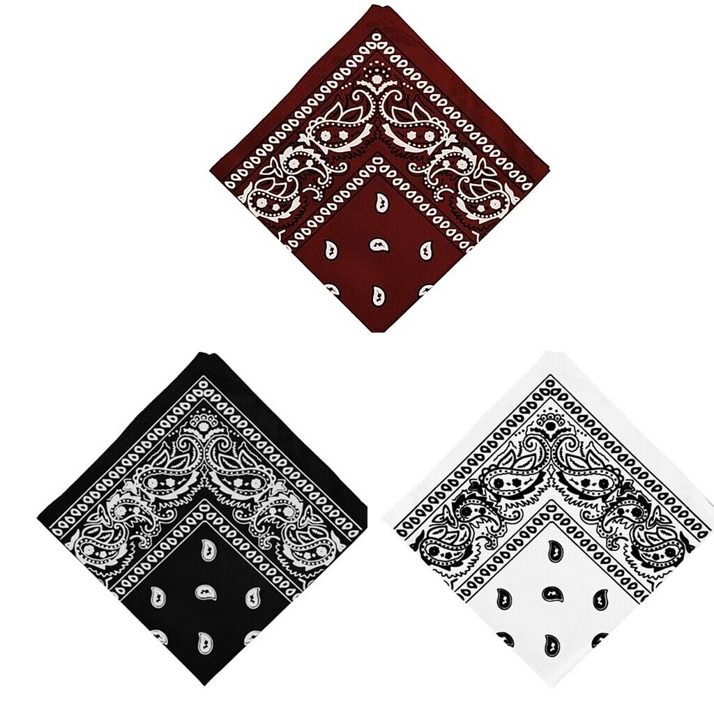 3x Unisex Cotton Paisley Print Paisley Bandana Head Wrap Neck Hair Band