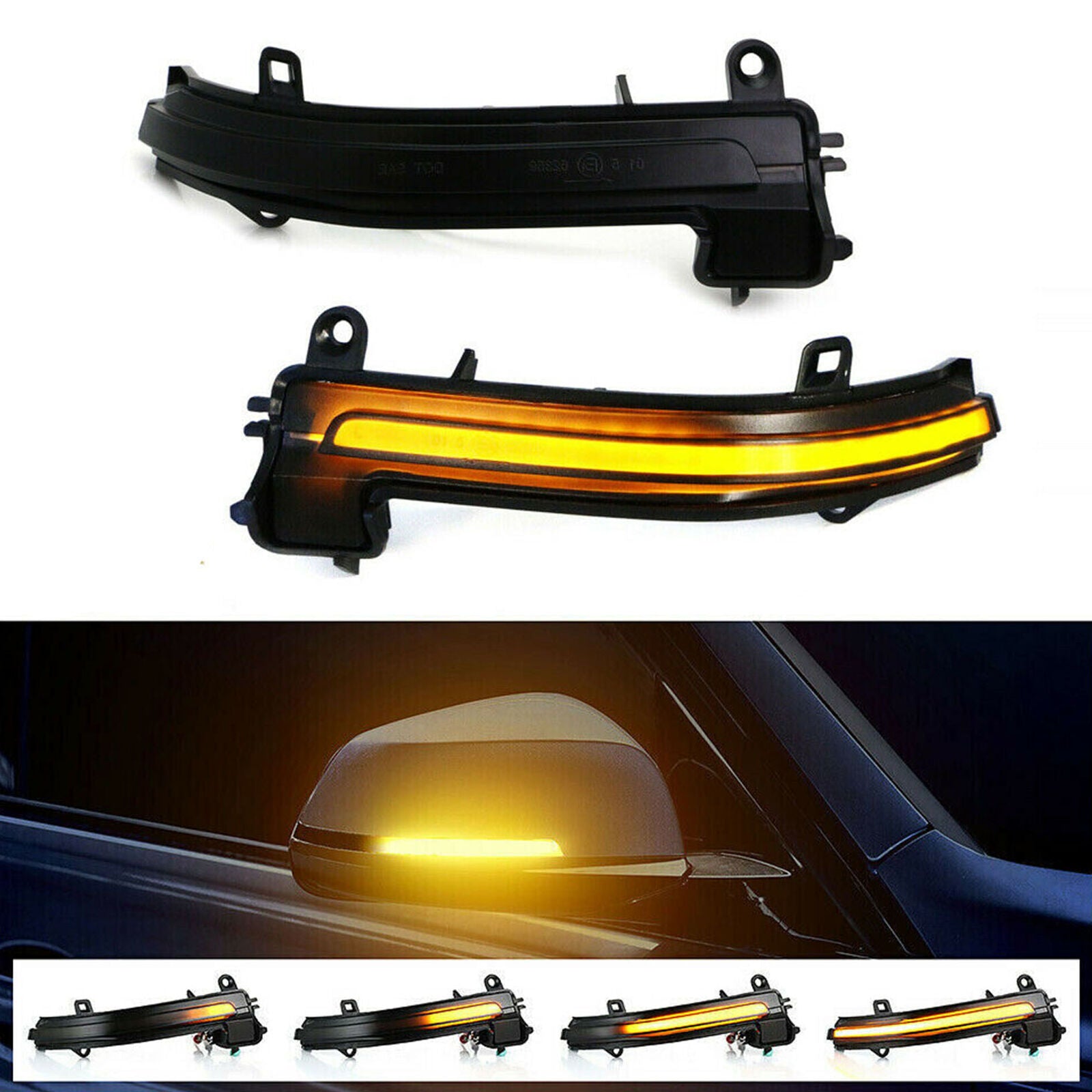 Smoked Side Mirror Turn Signal Lights Blink Sequential For BMW 4 3 2 1 Series i3