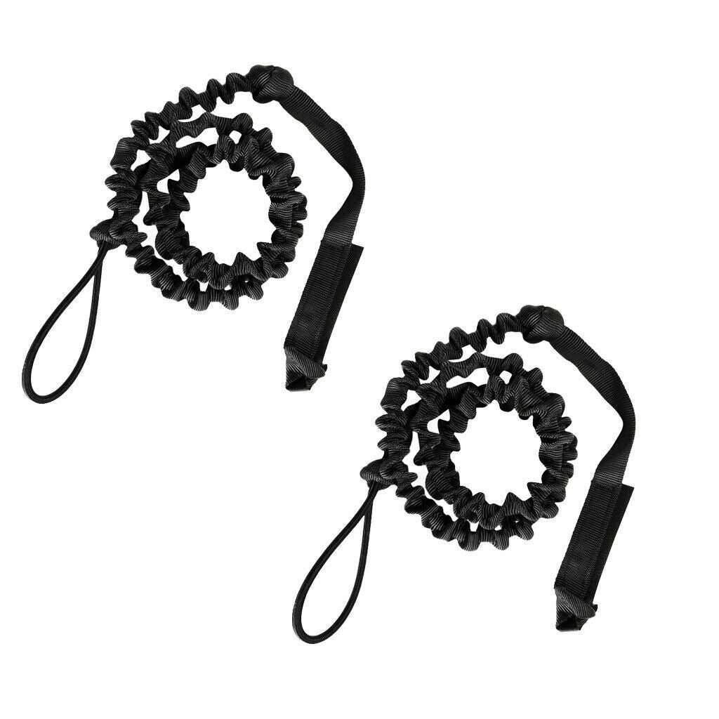 2x 2 Meters Black Sea Kayak Paddle Leash Safety Fishing Coil Tether Lanyard