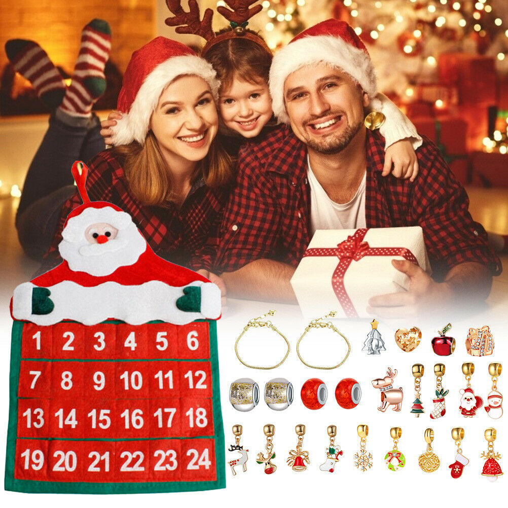 Christmas Advent Calendar Gift for Kids Jewelry Calendar Bracelet Beaded Charms