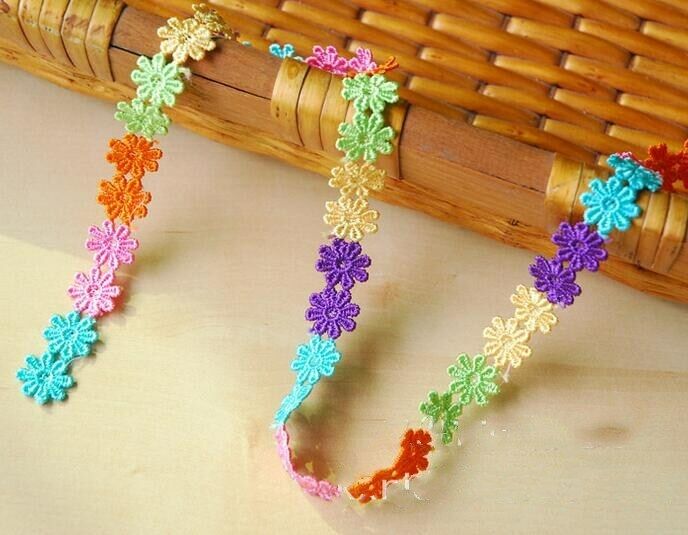 6 Yards multicolor chrysanthemum Lace Trim clothing Sewing Jewelry Makeing