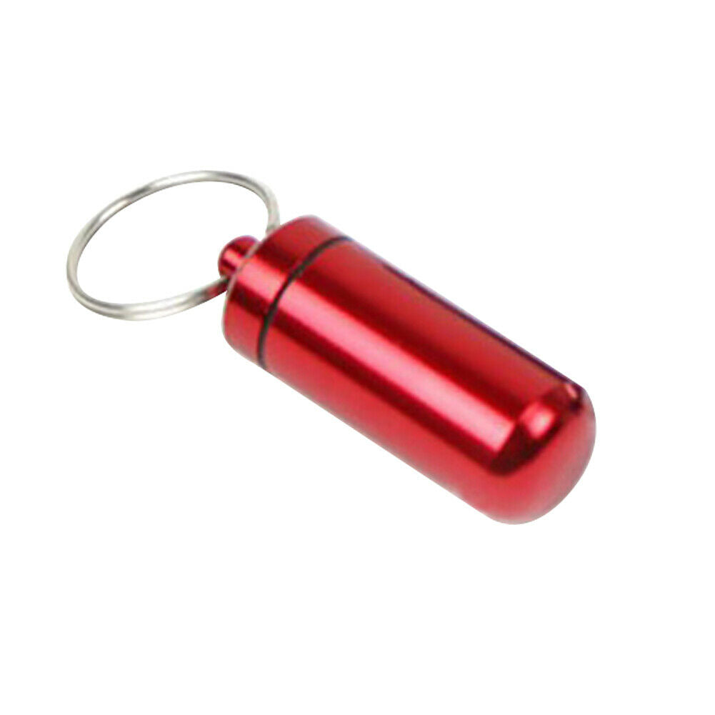 Mini Waterproof Metal Medicine Pill Box  Bottle Holder Container Keychain