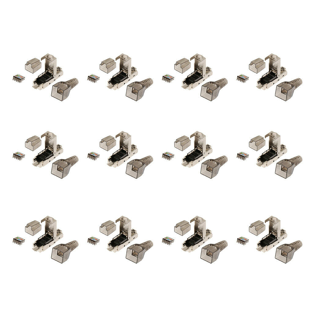 12Pcs Cat6  Ends,Cat6a / Shielded Cat5e  Connector, Ethernet Cable Crimp