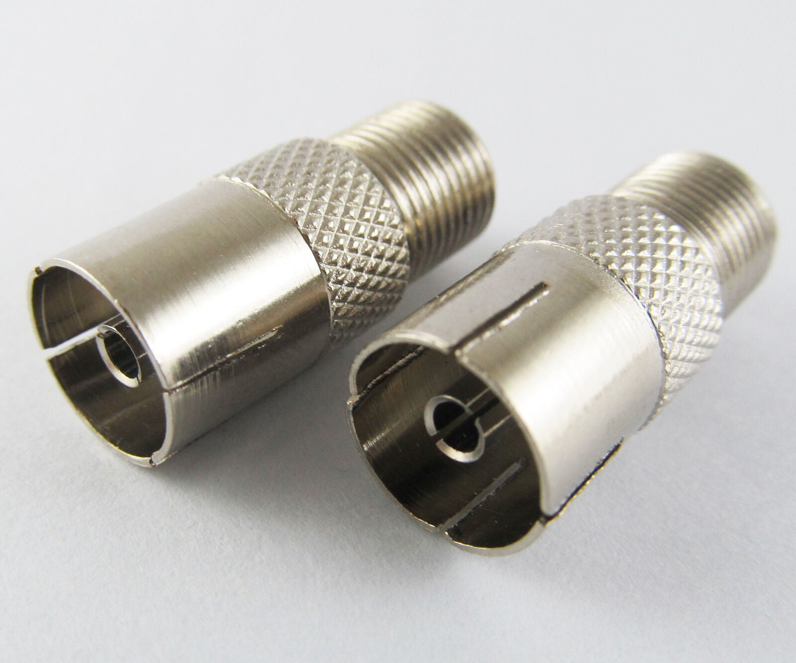 2pcs Nickel F Female Jack to TV PAL Female Jack Coaxial Connector Adapter Metal