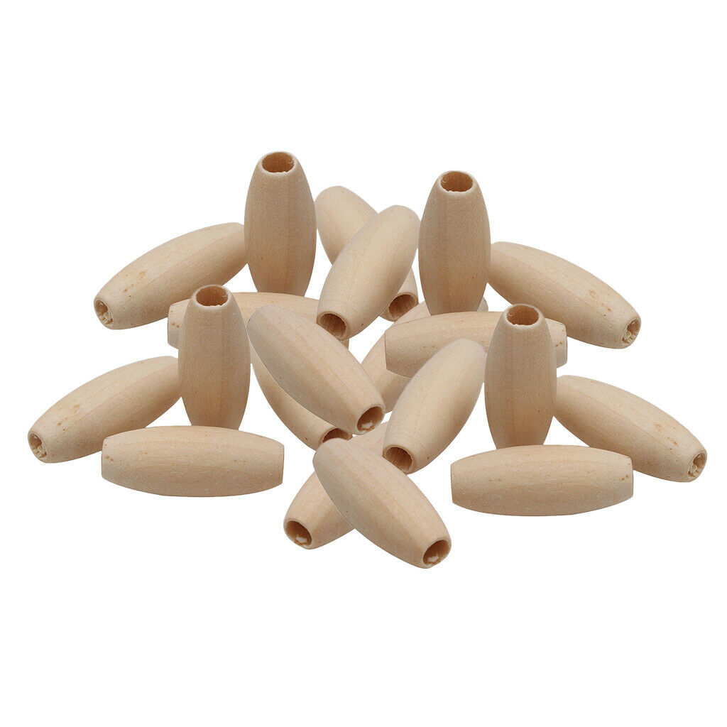 20 Pieces Natural Wood Oval Bead Wooden Beads lOOSE DIY Jewelry Making Craft