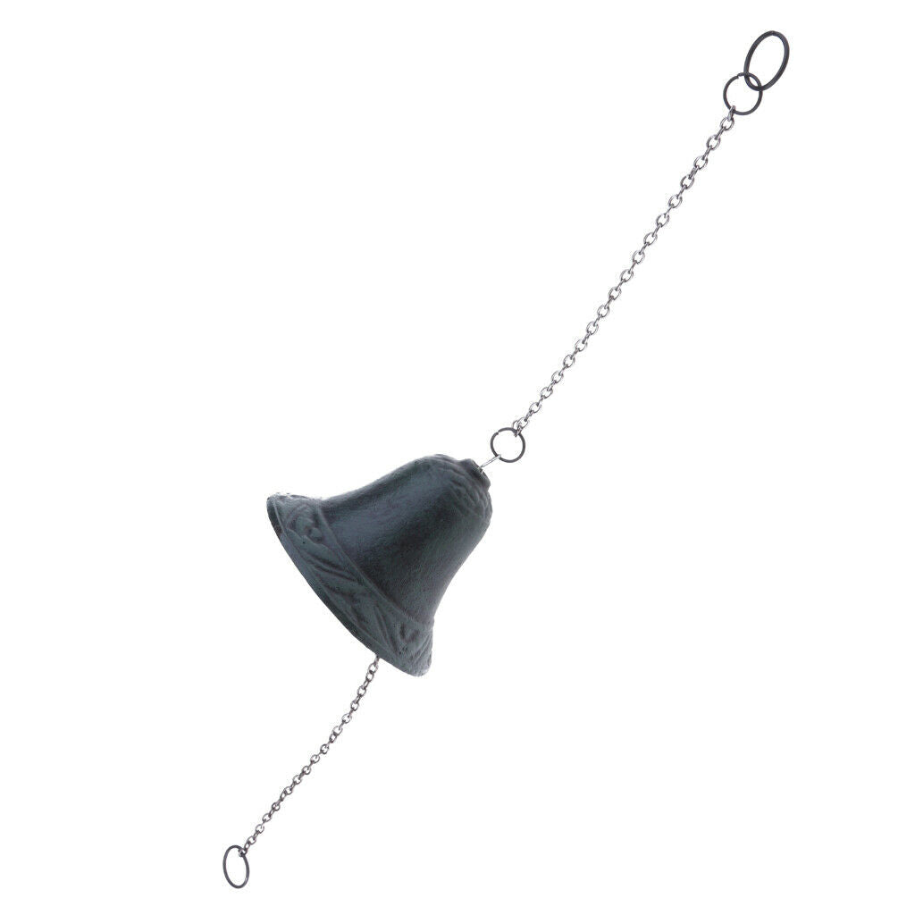 Cast Iron Bell With Hanging Chain Wind Chime Outdoor Garden Hanging Decor