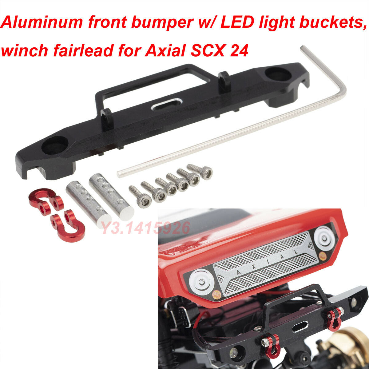 1Kit Black Racing Aluminum Front Bumper for Axial SCX24 SXTF03CM01