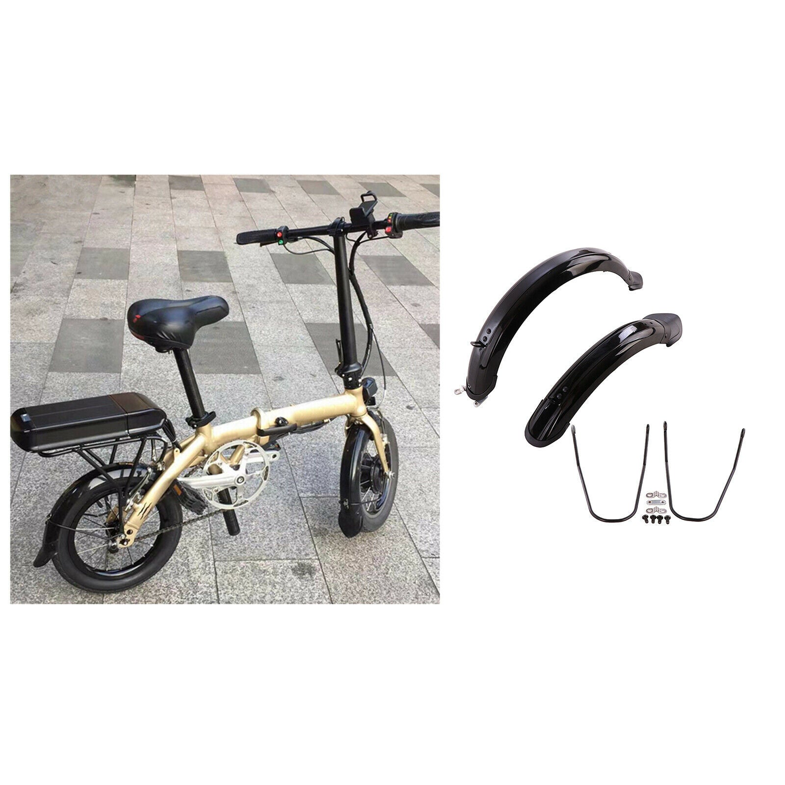 12in 14 in Folding Bike Mudguard Set Bicycle Front Rear Wheel Mud Blocker