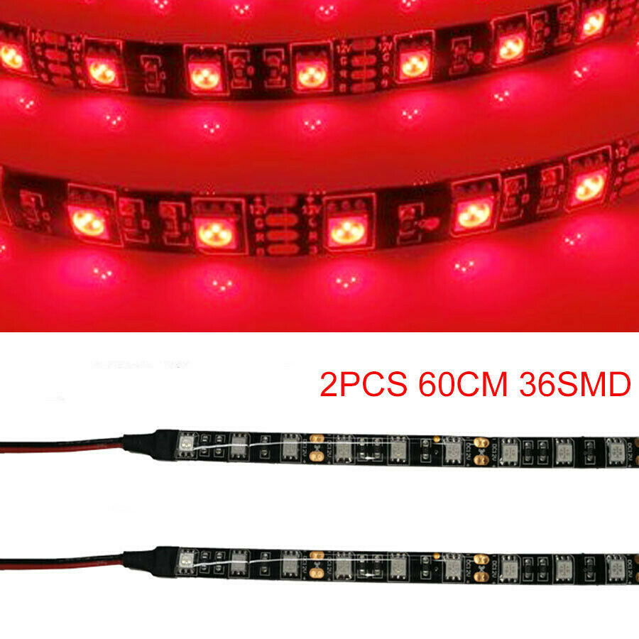 2x Red 5050 chip 24 inch  36 LED Waterproof Flexible Strip BLACK PCB board