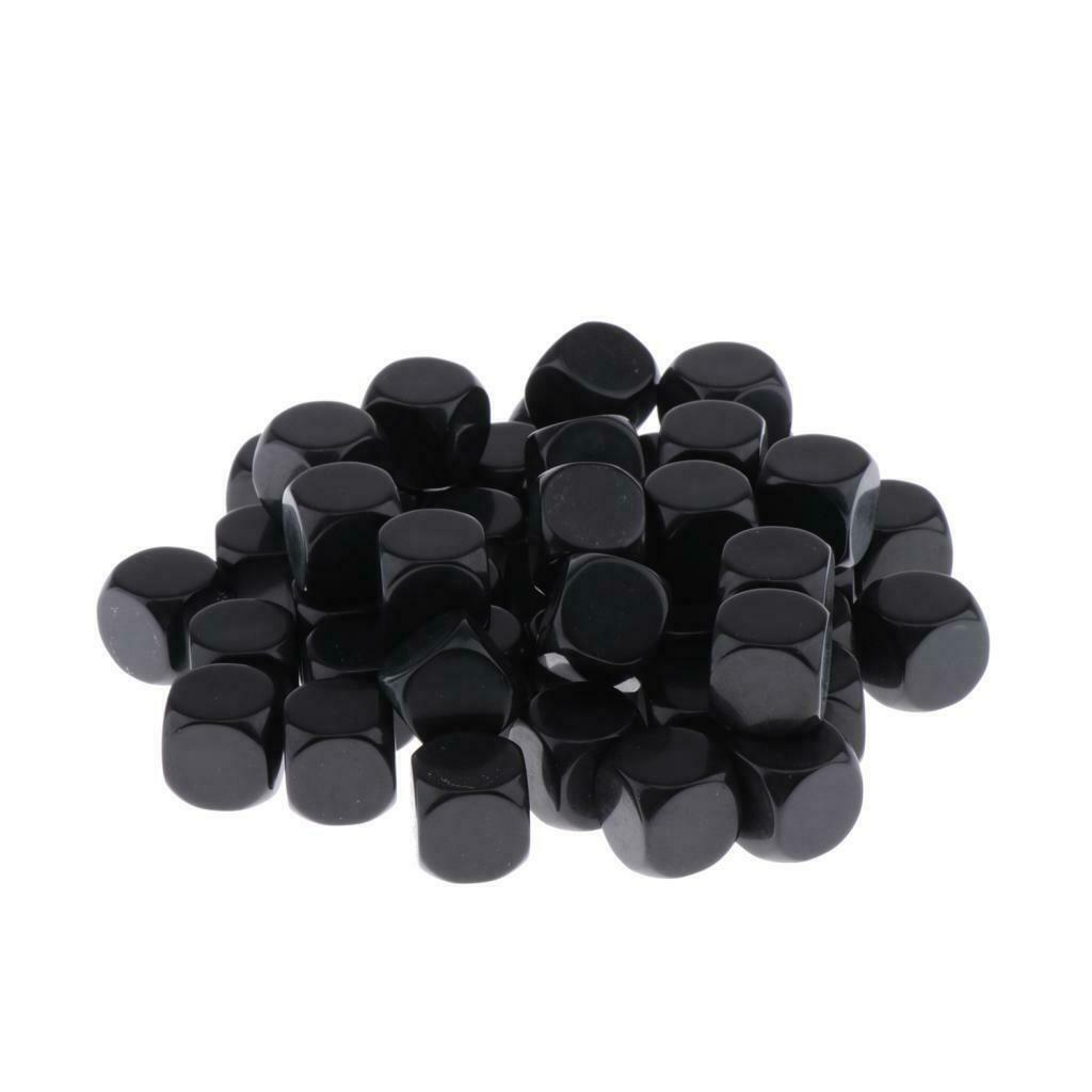 Lots 100 Plastic Black Blank D6 Dice for DND RPG Party Game Casino Supplies