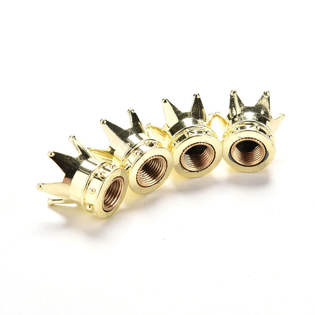 4x Car Golden Crown Tyre Tire Wheel Valve Stems Air Dust Cover C.l8