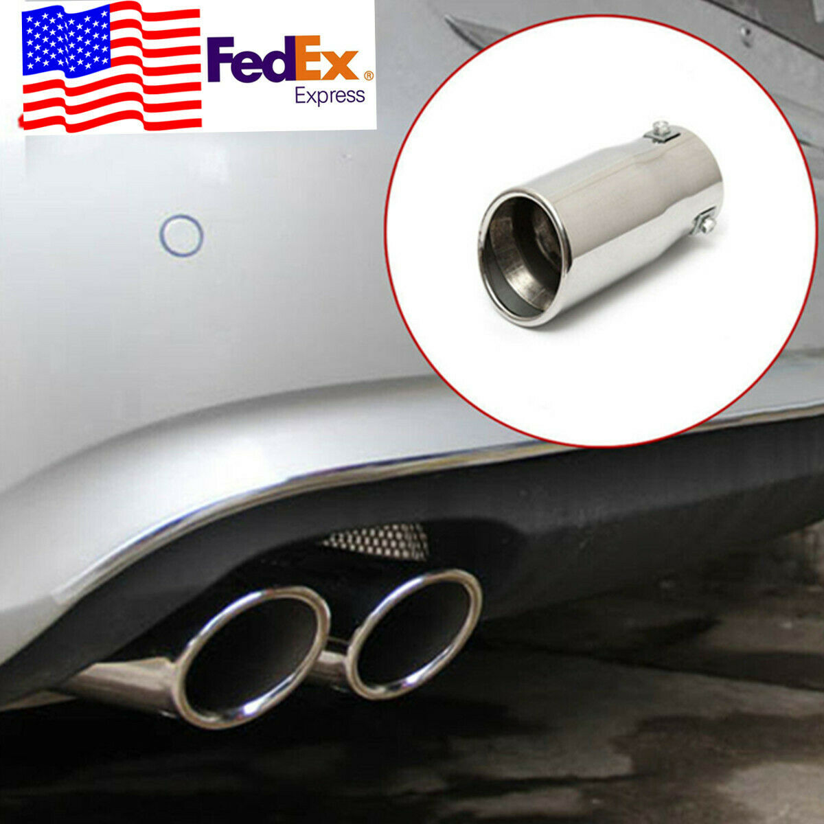 58mm Universal Car Bevel Exhaust Pipe Tip Muffler Stainless Steel Tail Tube USA