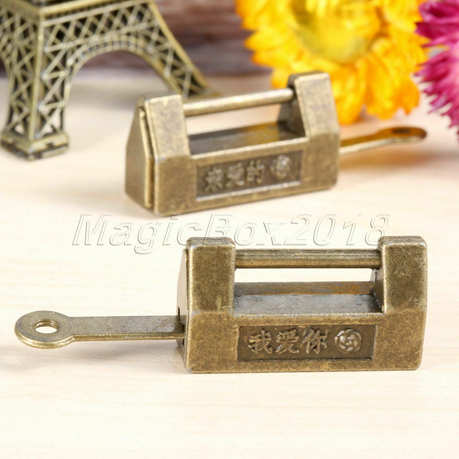 Classic Old Chinese Love Word Padlock Jewelry Box Drawer Lock Dressing Box Decor