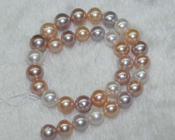 Natural 10MM multicolor SOUTH SEA shell pearls Loose Bead 15"