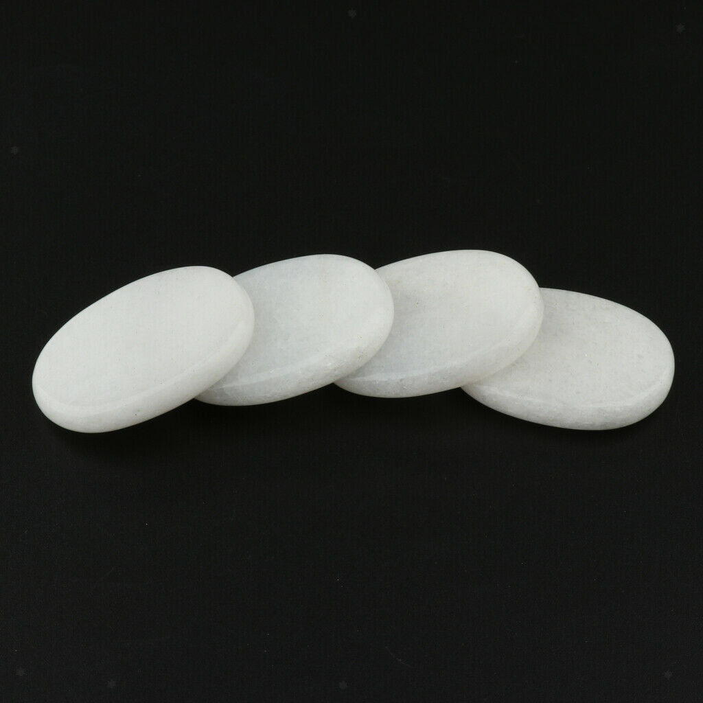 4 Pcs Massage Stones Natural Lava Stone Set Hot Spa Rock Stones (3x4CM) White