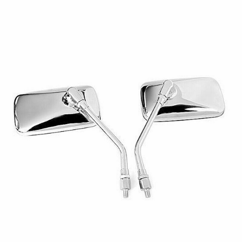 2PCS Chrome Motorcycle Rectangular Rearview Mirrors Clear Glass Adjusted Mirrors