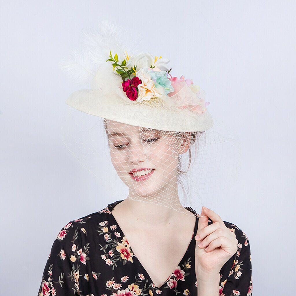 Womens Wedding Bridal 1920s Veil Fascinator Hats Headpieces Hair Clip White