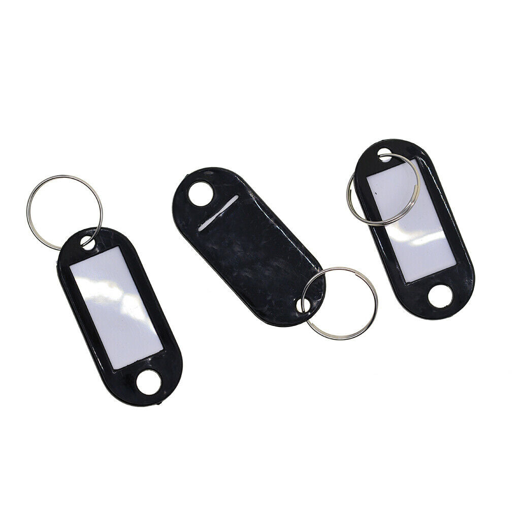 50X BULK SALE KEY TAGS BLANK ID FOBS PLASTIC IDENTITY CAR KEYRING Black