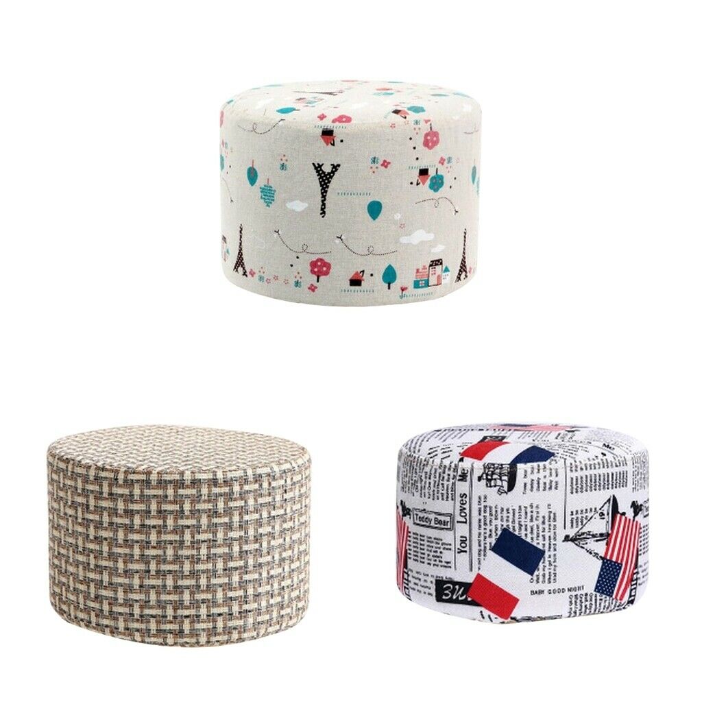 3 Pieces Cotton Decorative Round Wooden Stool Cover