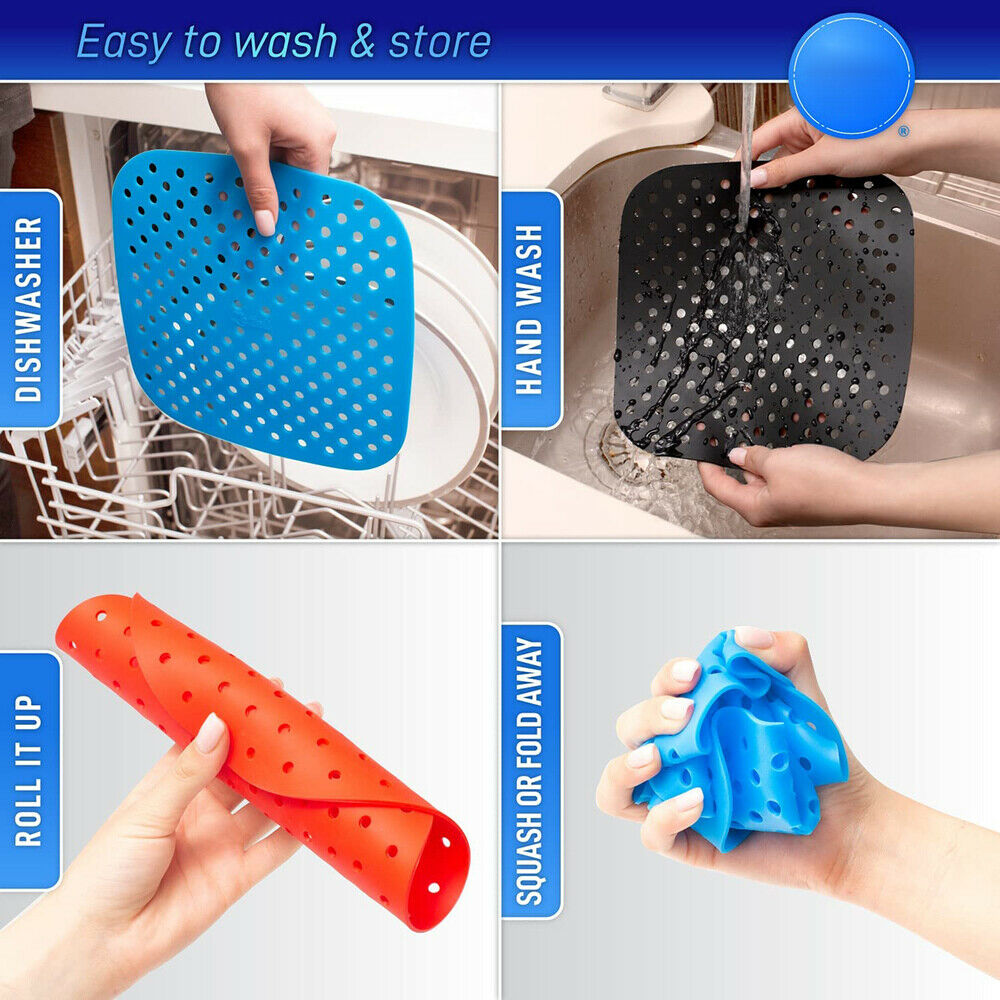 3 Pcs Reusable Air Fryer Liners Non-Stick Silicone Basket Mats BPA Free