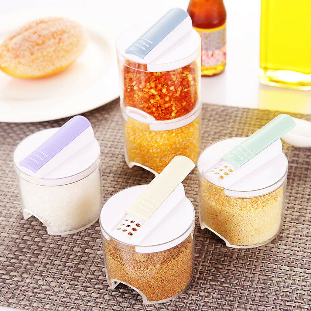 5 X Plastic Sugar Bowl Salt Storage Box Spice Tin