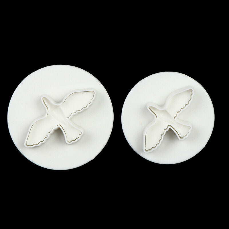 3pcs /set Dove Shape Cake Decorating Fondant Lacing Plunger Cutters Tools MoFCA